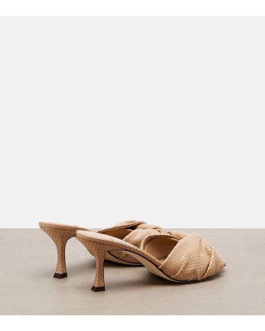 Jimmy Choo Natural Skye Twist Snake-Effect Leather Mules