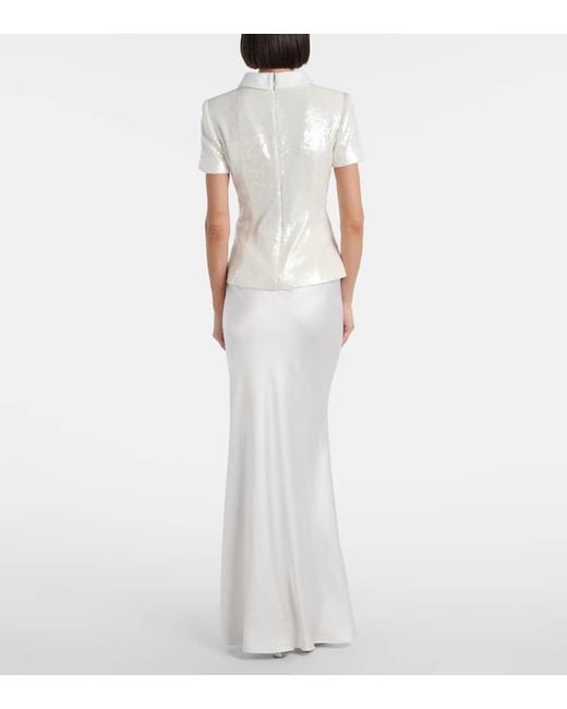 Self-Portrait White Sequined Maxi Dress