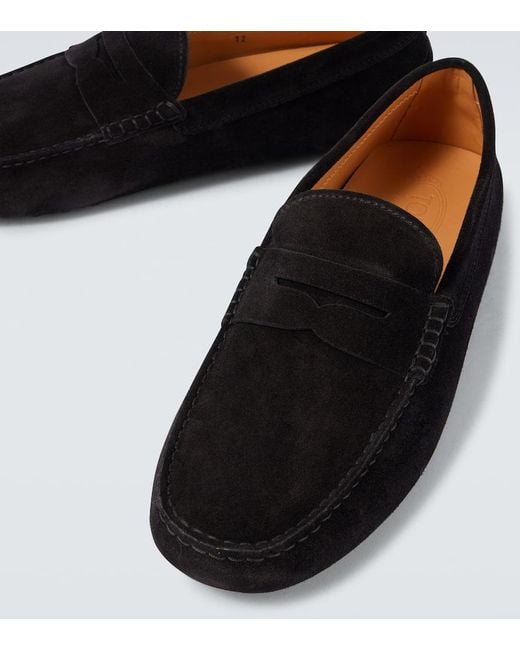 Tod's Black Gommino Bubble Suede Driving Shoes for men