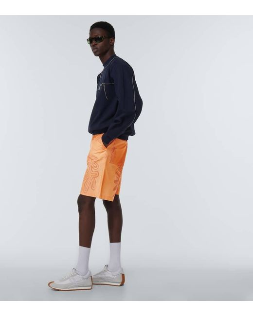 Jacquemus Orange Logo-Print Straight-Leg Cotton-Canvas Shorts for men