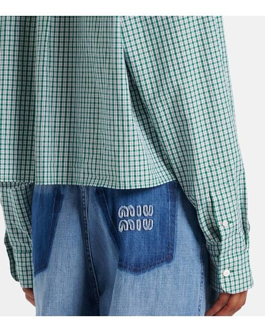 Miu Miu Blue Cropped-Hemd Aus Baumwolle