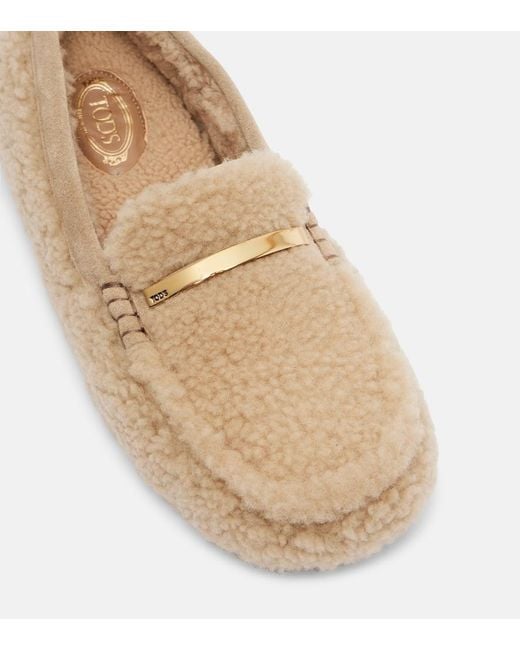 Tod's Natural Gommino Shearling Driving Shoes