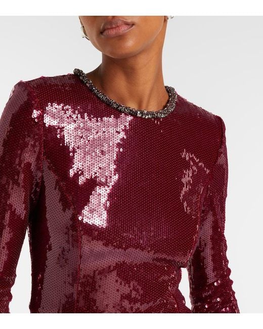 Vestido De Fiesta Nero Con Lentejuelas Adornado Rebecca Vallance de color Red