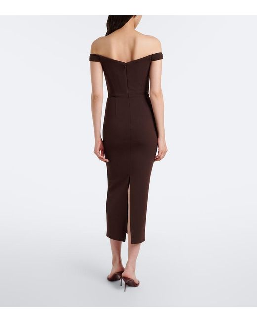 Alex Perry Purple Off-Shoulder Crepe Midi Dress