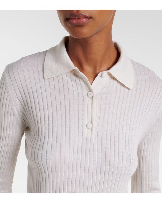 Max Mara White Gitano Cashmere And Silk Polo Sweater