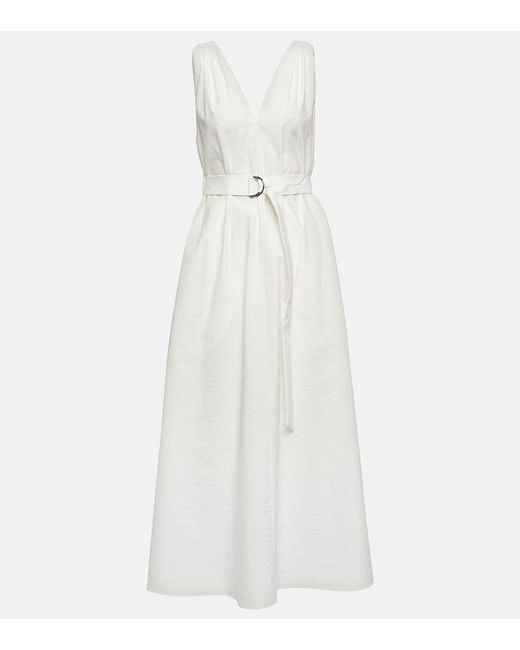 Brunello Cucinelli White Pleated Maxi Dress