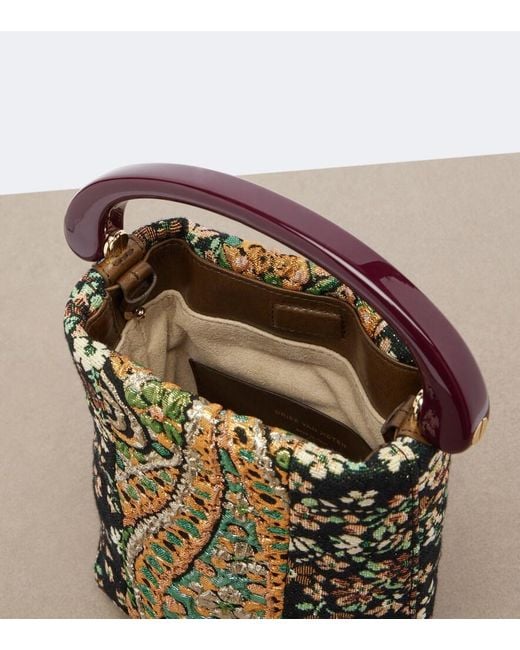Dries Van Noten Black Micro Floral Jacquard Top-Handle Bag