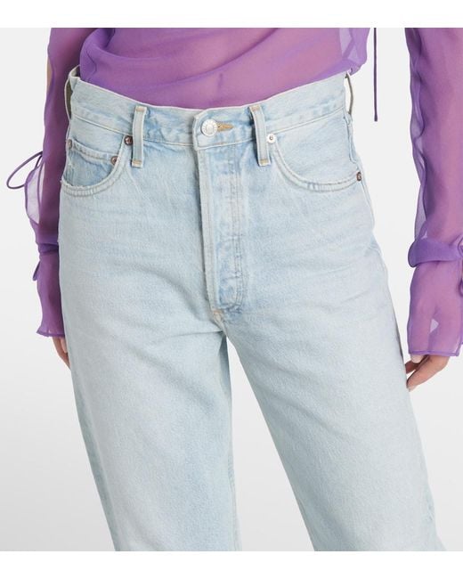 Agolde Blue 90's Mid-Rise Straight Jeans