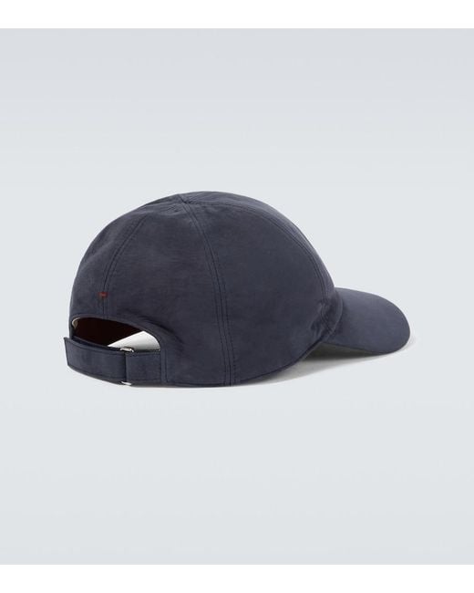Loro Piana Blue Logo Suede Baseball Cap for men