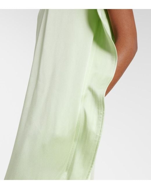 Stella McCartney Green Envers Asymmetric Satin Cocktail Dress