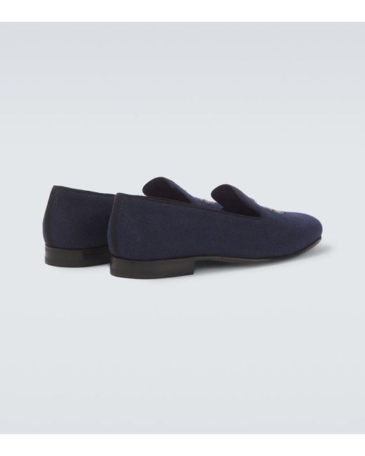 Ralph Lauren Blue Alonzo Embroidered Linen Loafers for men