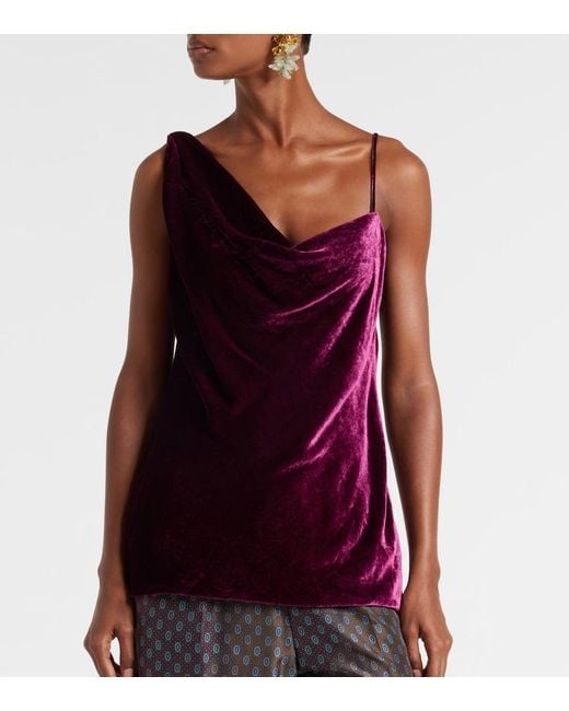 Dries Van Noten Purple Draped Velvet Top