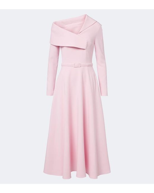 Safiyaa Pink Odelle Asymmetric Crepe Midi Dress