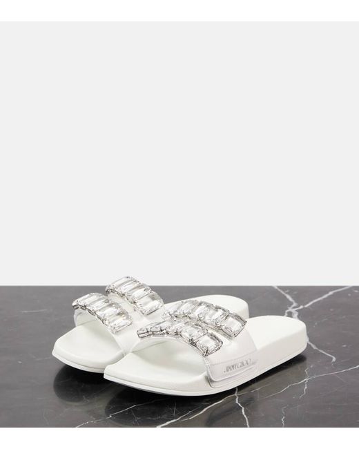 Sandalias Fitz Crystal De Piel Adornadas Jimmy Choo de color White