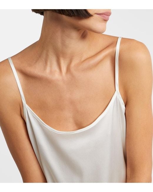 Staud White Chloe Lace-Trimmed Silk-Blend Satin Camisole