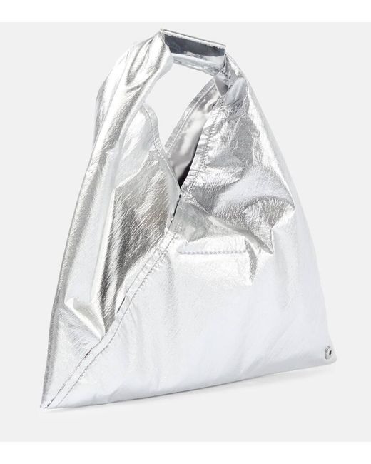 MM6 by Maison Martin Margiela White Silver Japanese Mini Metallic Tote Bag - Women's - Polyester/polyurethane/polyamide