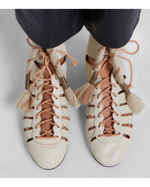 Isabel Marant Natural Liade Leather Lace-Up Ankle Boots