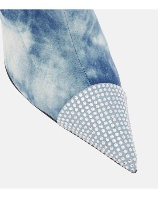Alexandre Vauthier Blue Tie-Dye Denim Knee-High Boots