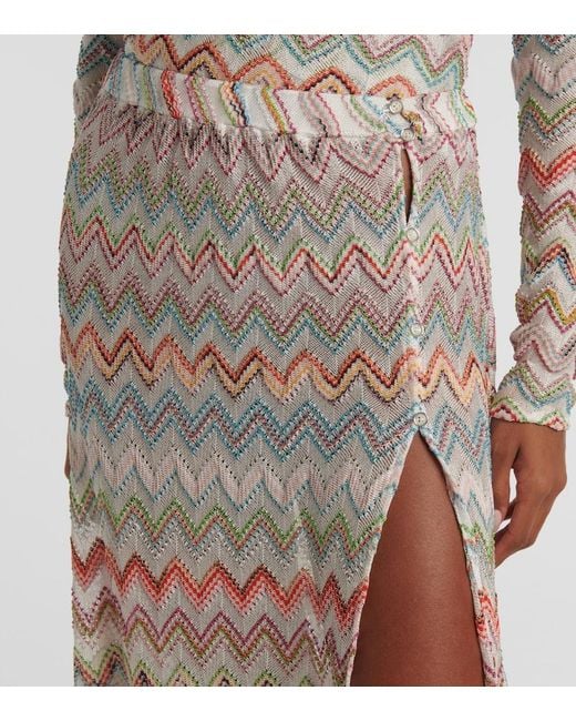 Missoni White Zigzag Metallic Maxi Skirt