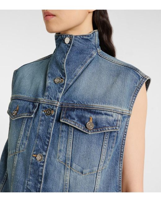Chaleco De Denim Alaïa de color Blue