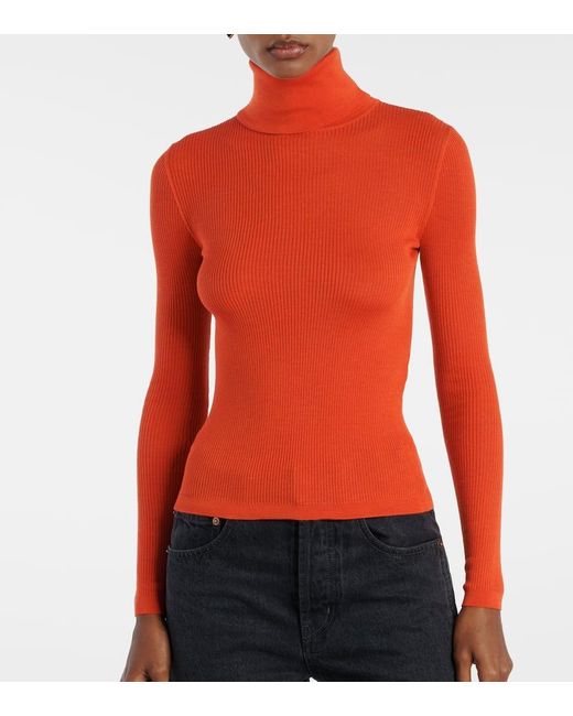Saint Laurent Red Wool, Cashmere, And Silk Sweater
