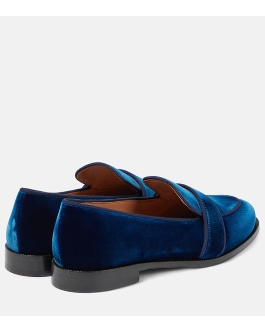 Aquazzura Blue Martin Velvet Loafers