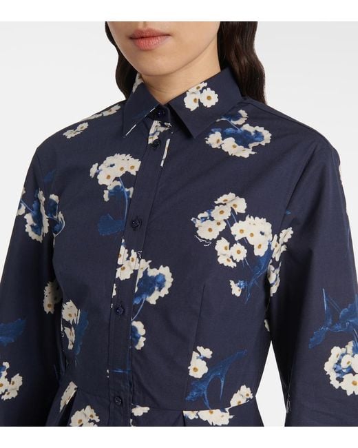 Erdem Blue Cotton Shirt Dress