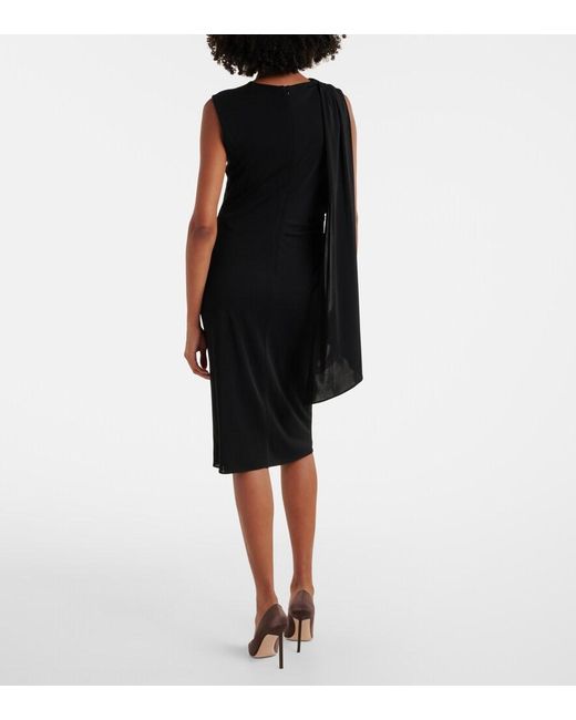 Tom Ford Black Cutout Shoulder-Drape Viscose Crepe Jersey Cocktail Dress