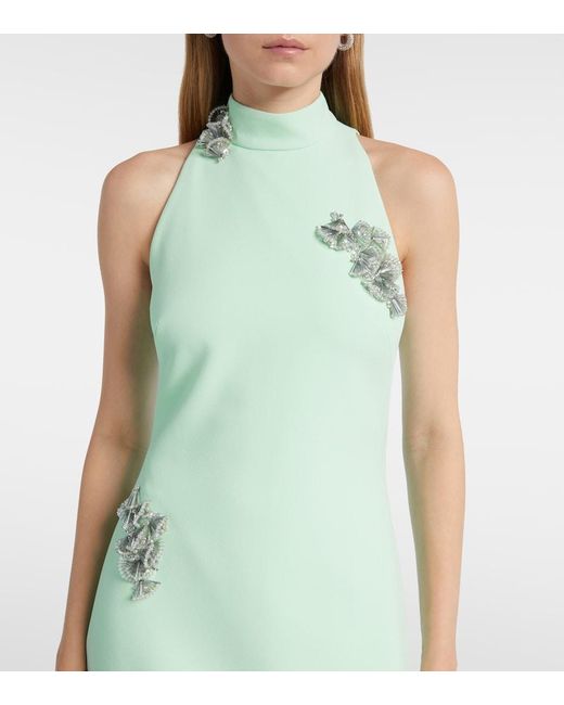 Safiyaa Green Priscilla Embellished Crepe Gown