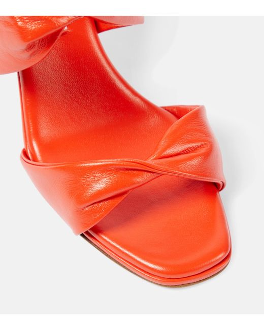 Aquazzura Red Twist Leather Wedge Sandals