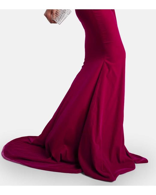 Miss Sohee Purple Gemma Embellished Crop Top And Maxi Skirt Set