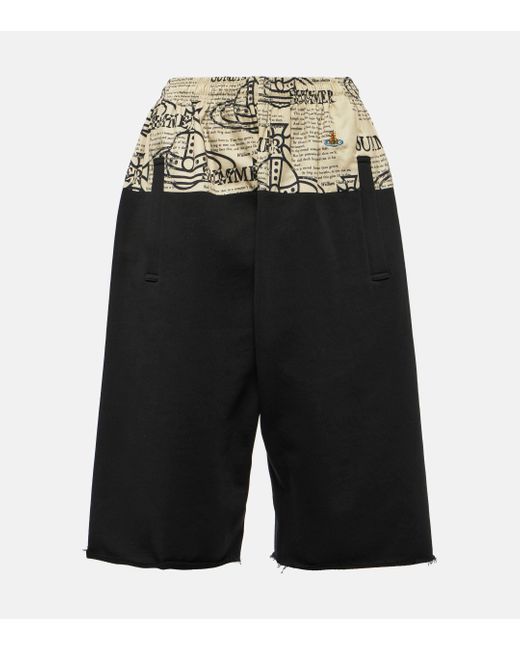 Vivienne Westwood Black Kung Fu Printed Cotton Shorts