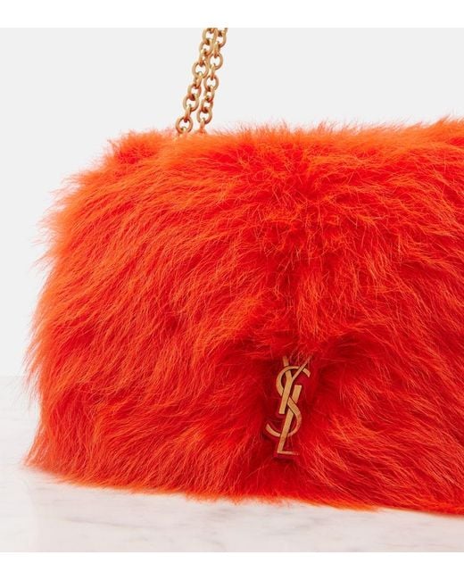 Saint Laurent Red Jamie 4.3 Mini Shearling Shoulder Bag