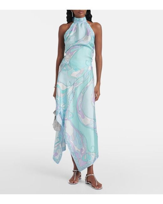 Emilio Pucci Blue Maxirock Orchidee Aus Seiden-Twill