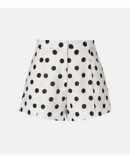 Posse White Rosalie Polka-Dot Linen Shorts