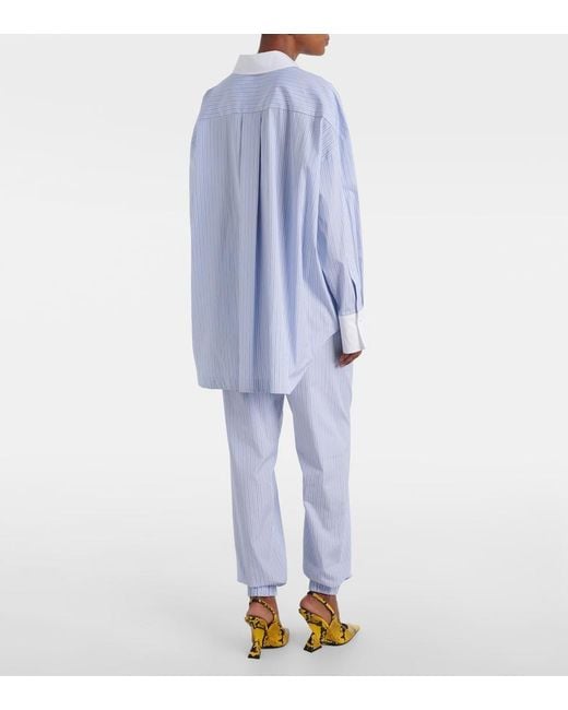 The Attico Blue Striped Cotton Tapered Pants