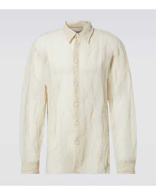 Camisa De Lame De Mezcla De Algodon Y Seda Dries Van Noten de hombre de color White