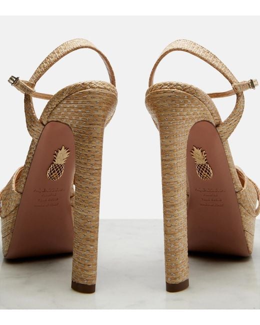 Aquazzura Metallic Nina Raffia Platform Sandals