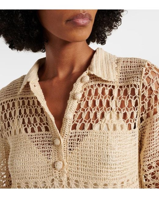 Zimmermann Natural Wanderlust Sun Crochet Cotton-Blend Midi Dress
