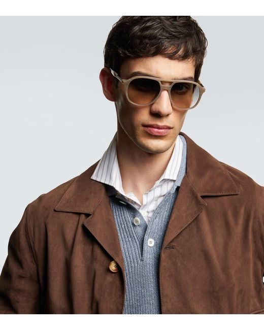 Brunello Cucinelli Multicolor Logo Aviator Sunglasses for men