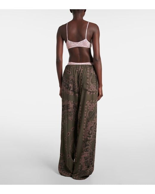 The Attico Brown Printed Low-Rise Wide-Leg Pants