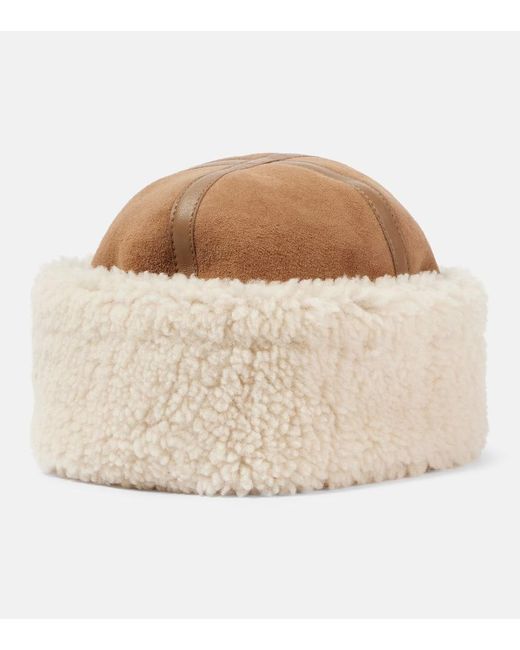 Totême  Natural Leather-Trimmed Shearling And Suede Hat