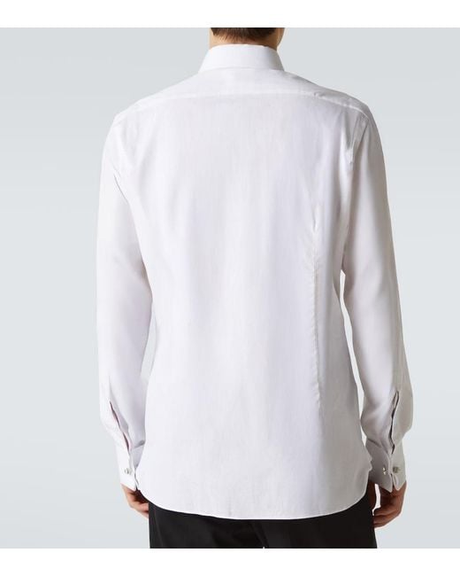 Tom Ford White Cotton Voile Tuxedo Shirt for men