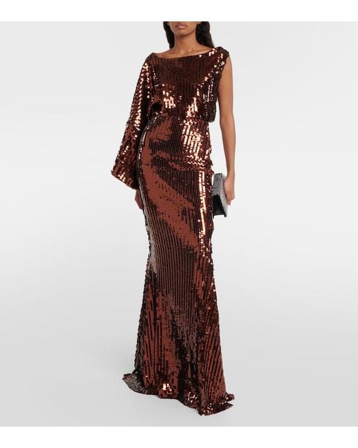 Taller Marmo Red Eric Sequined One-Shoulder Top