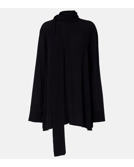 Totême Black Scarf-Detail Blouse