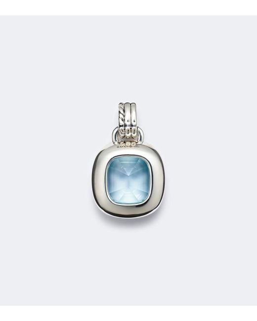 David Yurman Blue Dy Mercer 18Kt And Sterling Pendant With Topaz And Diamonds