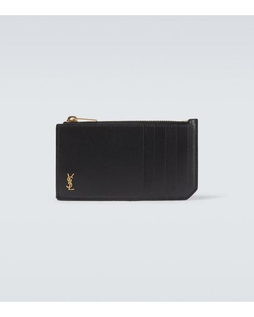 Saint Laurent Black Cassandre Leather Wallet for men