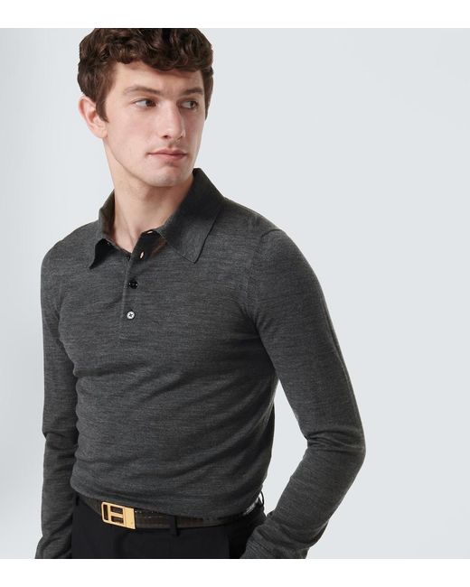 Tom Ford Black Wool Polo Shirt for men