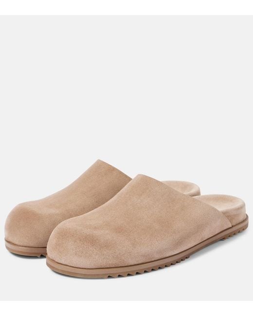 Rick Owens Natural Granola Suede Mules