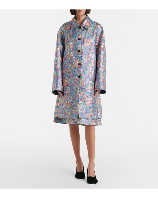 Dries Van Noten Blue Brocade Coat